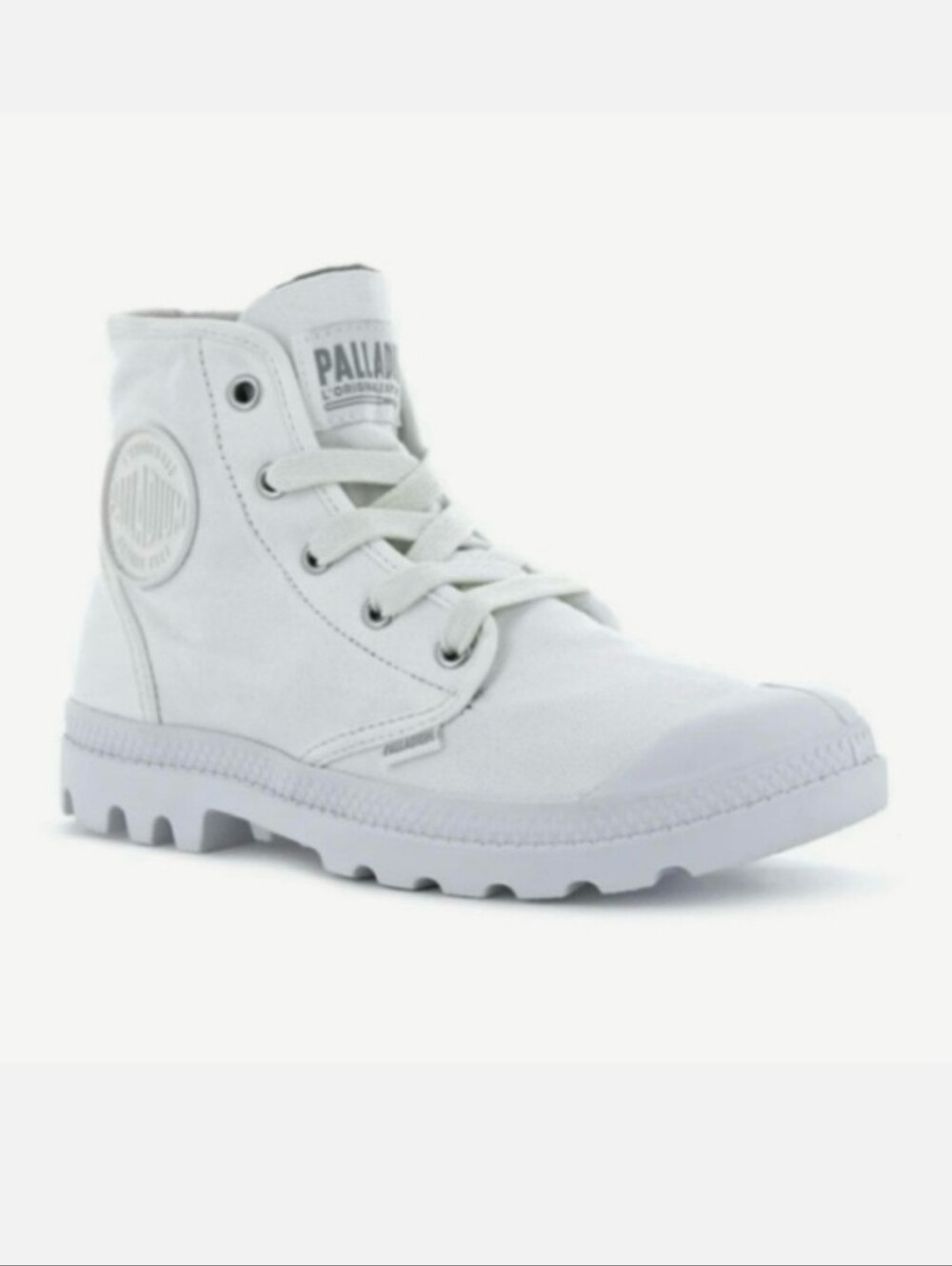 NIB-PALLADIUM PAMPA HI STAR WHITE CANVAS HIGH TOPS W/RUBBER SOLE SIZES 7 & 7.5